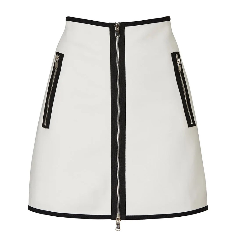 KF/KaufmanFranco Collective White Exposed Zipper Mini Skirt